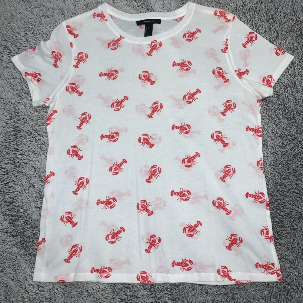 FOREVER 21 - Women’s L White Lobster Print Shirt